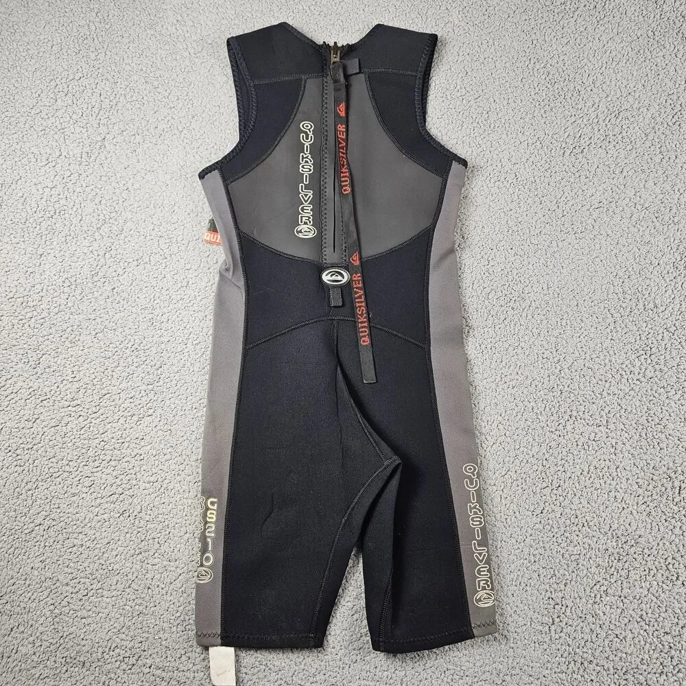 Quicksilver Wetsuit Youth XS Black Gray GS210 Back Zip Sleeveless Shorts NWT
